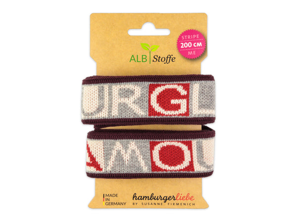 Stripe Me Icon Glow Band GLAMOUR bordeaux-flamme-mittelgrau-winterweiß