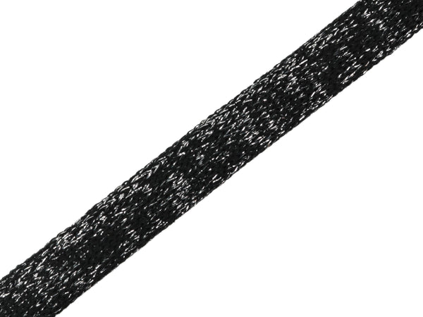1m Flach- und Hoodiekordel Glossy Cord Me schwarz-silber 20mm