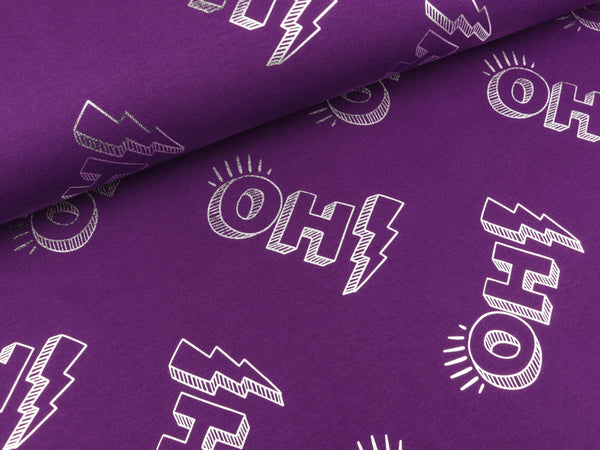 Hamburger Liebe Folienprint Baumwolljersey Glow Oh! viola-silber