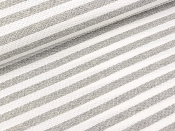 Polo Me Piqué Stripes weiß-mittelgrau melange by Hamburger Liebe