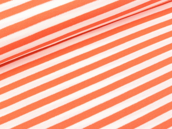 Polo Me Piqué Stripes weiß-luce rosso by Hamburger Liebe