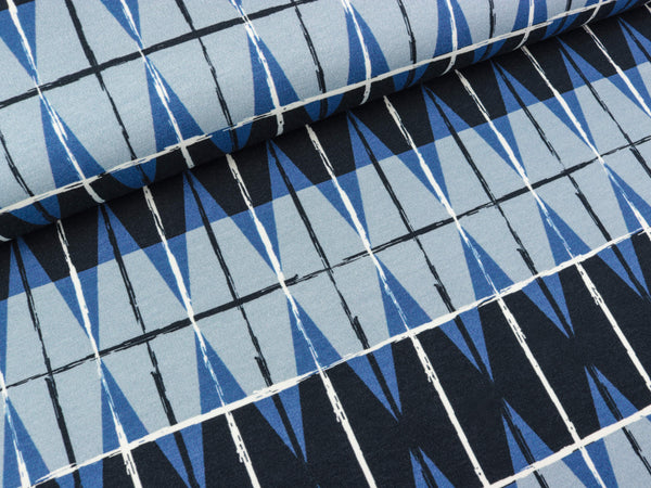 Leichter Baumwollsweat Simply Karierte Rauten dunkelblau by Lila-Lotta