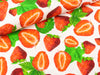 Baumwolljersey Große Erdbeeren rot auf Weiß