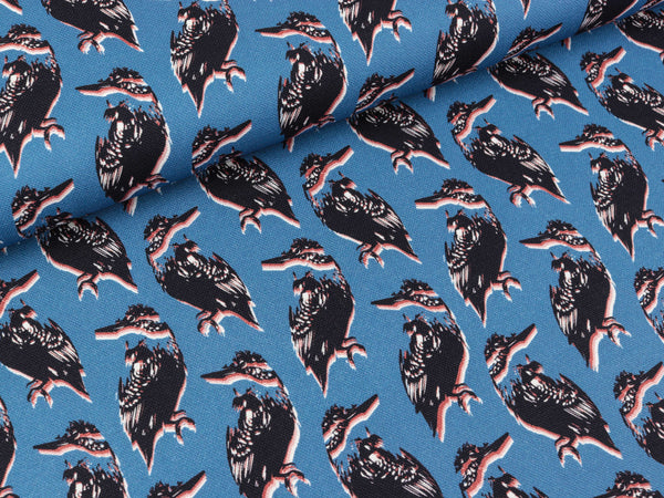 Baumwollcanvas Chirruping rauchblau by Lila-Lotta