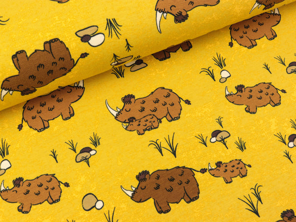 Baumwolljersey Rhino Family senfgelb