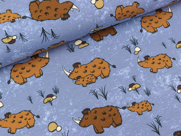 Baumwolljersey Rhino Family hellblau