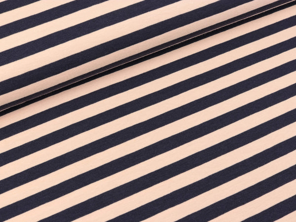 Baumwolljersey Isa Streifen anthrazit-hautfarben