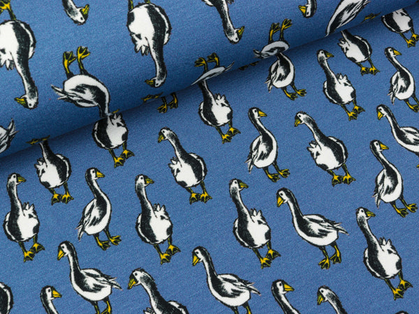Baumwollsweat Geese rauchblau by Lila-Lotta