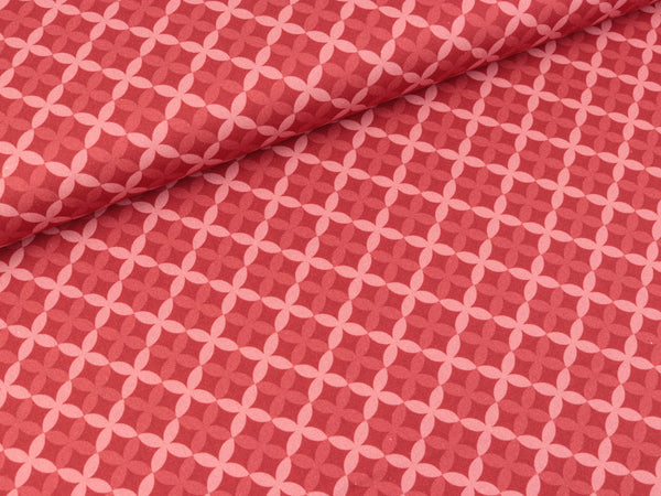 Baumwoll Webware Franziska Rauten korallrot