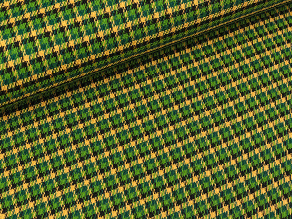 Leichter Jacquard Aneska Minihoundstooth grün-maisgelb