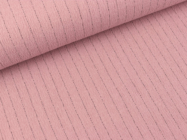 Schwerer Viskose Krepp Nadelstreifen schwarz auf Altrosa