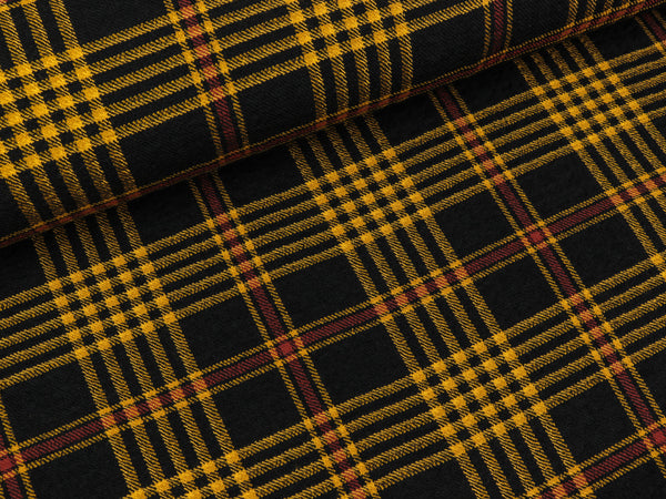 Washed Viskose Krepp Check ocker-schwarz