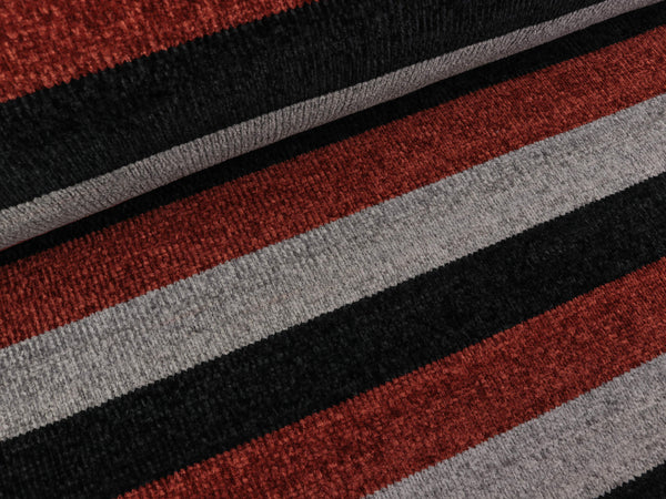 Chenille Stripes rost-hellgrau-schwarz
