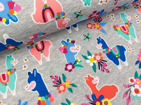 Hamburger Liebe Baumwollsweat Lamaka Allover mittelgrau meliert