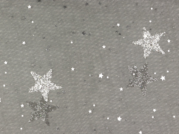 Weicher Feintüll schwarz mit silbernen Glitzersternen