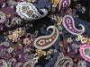 Leichter Viskosesweat Paisley und Blumen bunt auf Schwarz