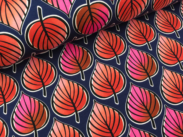 Hamburger Liebe Baumwolljersey Bliss Leaves blue navy