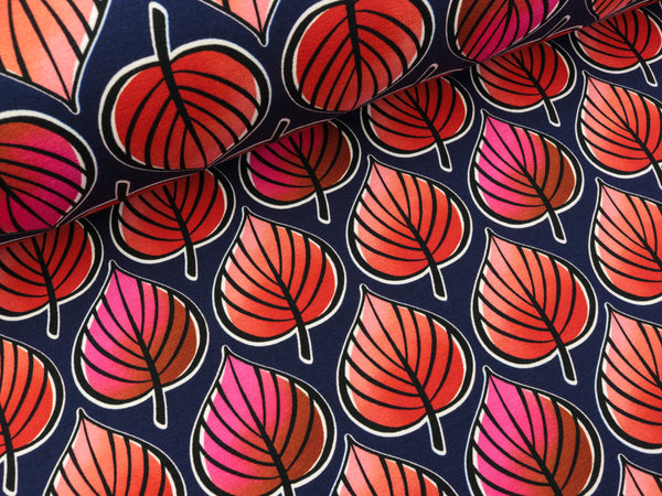 Hamburger Liebe Baumwollsweat Bliss Leaves blue navy