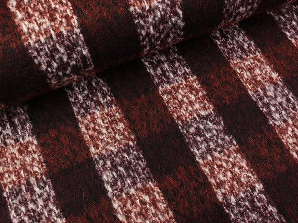 Reststück 25cm - Wollstoff Bianca kariert braun-rost-natur
