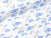 Baumwolljersey Ocean Breeze Rainbow and Cloud rauchblau-taupe auf Weiß
