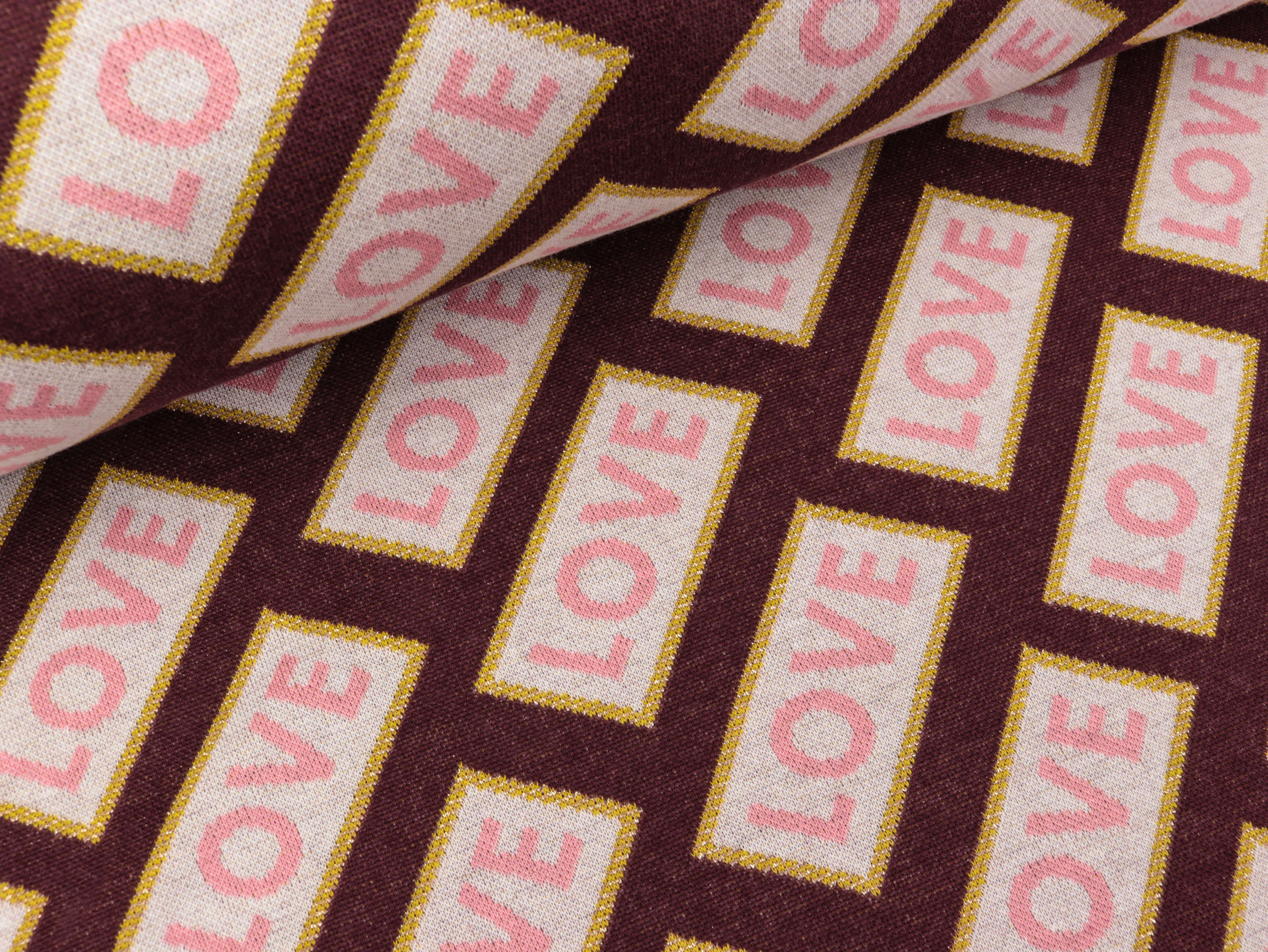 Hamburger Liebe Jacquard Sparkle Love bordeaux-gold Das hüpfende