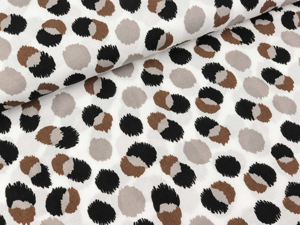 Viskosestoff Chally Kugeln taupe-schwarz auf Weiß