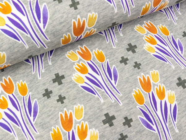 Hamburger Liebe Baumwollsweat Life Loves You Bouquet mittelgrau meliert-bunt