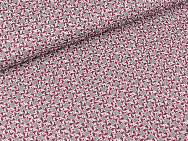 Baumwoll Webware Kim Wirbel bunt auf Grau