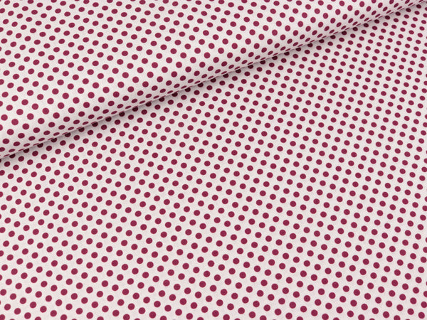 Baumwoll Webware Kim Punkte brombeere auf Hellgrau