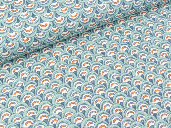 Baumwolljersey Little King Regenbogen bunt auf Mint