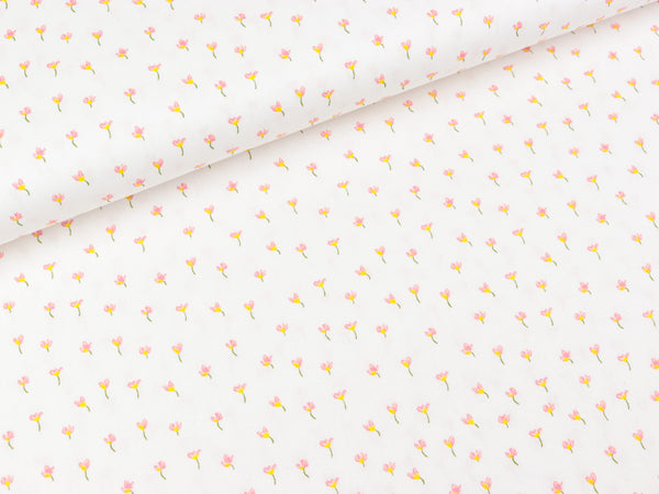 Baumwollpopeline Flower Miniblümchen auf Weiß