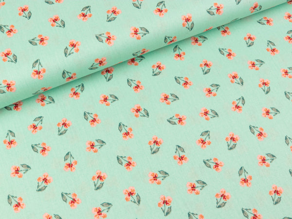 Baumwollpopeline Flower Blümchen auf Mint