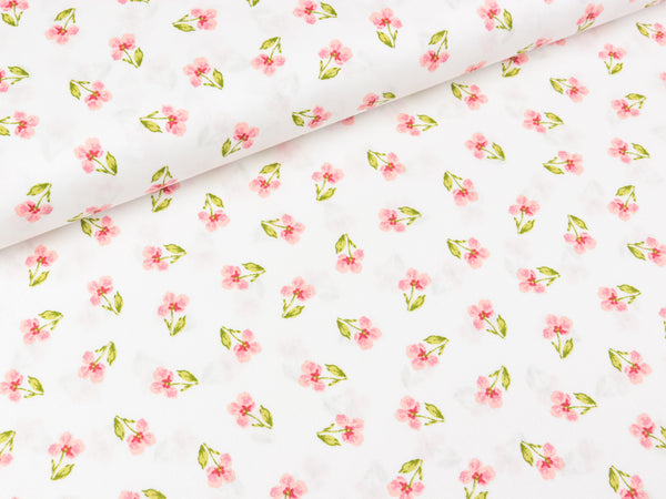 Baumwollpopeline Flower Blümchen auf Weiß