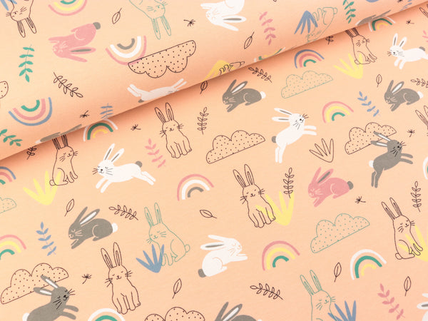 Baumwolljersey Rabbit salmon-bunt