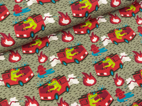 Baumwolljersey Krokowehr grau-bunt by Käselotti