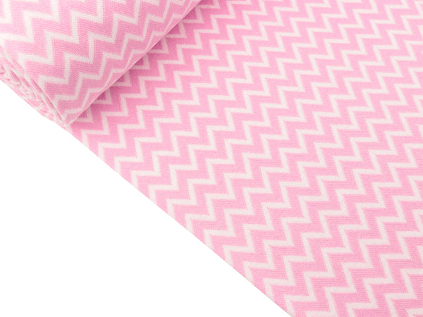 Glatte Bündchenware Karla Chevron weiß - rosa Schlauchware