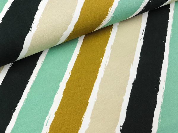 French Terry Diagonally mint-ocker-beige-weiß-schwarz by Lycklig Design