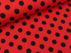 Baumwolljersey Dots schwarz auf Rot