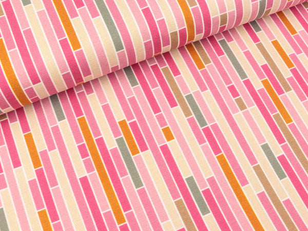 Steinbeck Baumwolljersey Woody Buntes Ziegelmuster