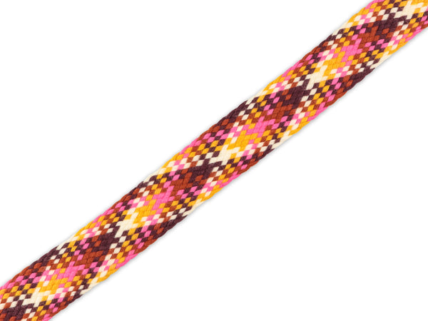 1m Flachkordel Twist Me Check Orient Oxident bordeaux-curry-ortensia-brucciato-weiß 24mm