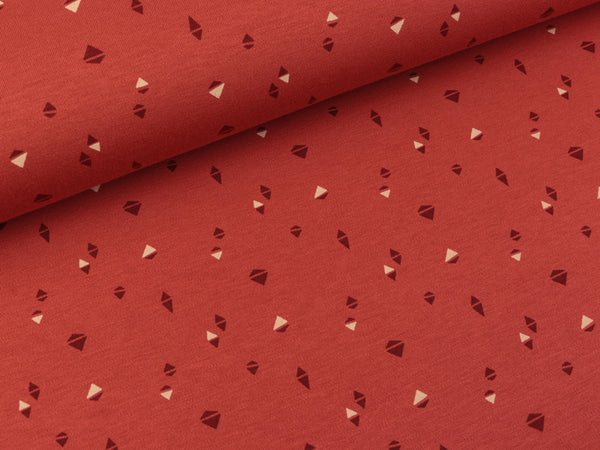 Interlock Jersey Bueno Bunte Dreiecke auf Terracotta