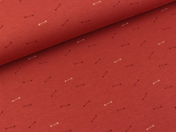 Interlock Jersey Bueno Kleine Pfeile auf Terracotta