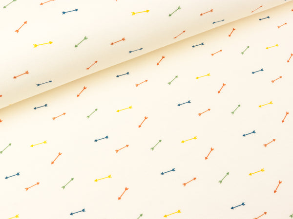 Interlock Jersey Bueno Kleine Pfeile auf Naturweiß