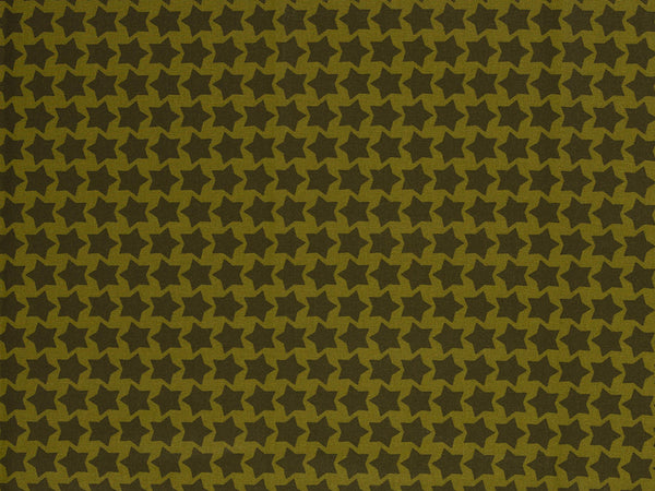 Beschichtete Baumwolle Staaars Sterne khaki auf Heugrün