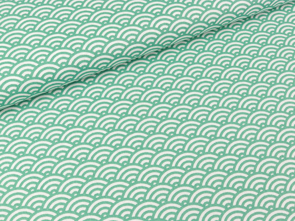 Baumwoll Webware Kurt Muscheldesign weiß-mint