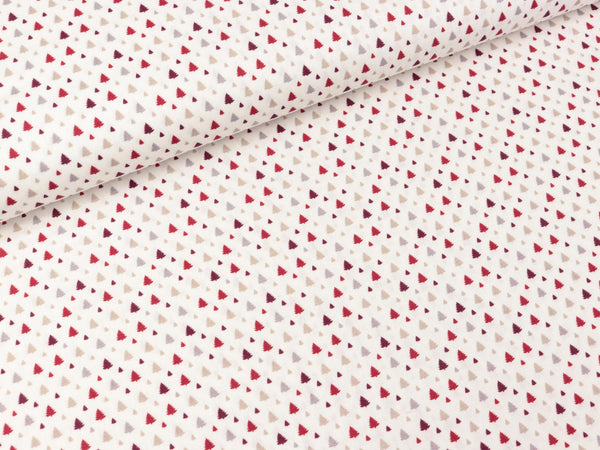 Baumwoll Webware Nordpol Minitannenbäume bunt auf Weiß