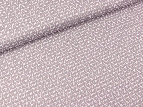 Baumwoll Webware Nordpol Minihirsche weiß auf Hellgrau