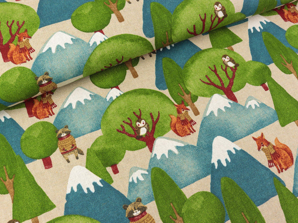 Dekostoff Christian Waldtiere bunt auf Natur