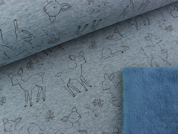 Happy Fleece Kleine Rehe schwarz auf dusty blue