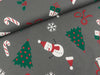 Baumwolljersey Glitter Christmas bunt auf Grau